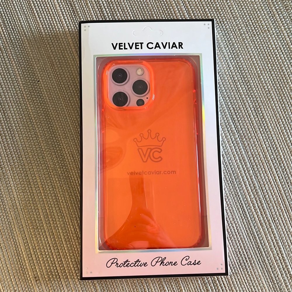Neon Orange Velvet Caviar iPhone 13 pro Max case